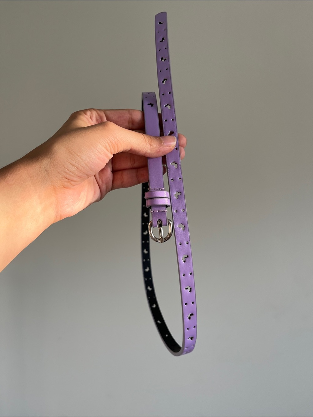 Purple Slim Butterfly Leather Belt
